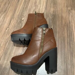 Tan Platform Booties